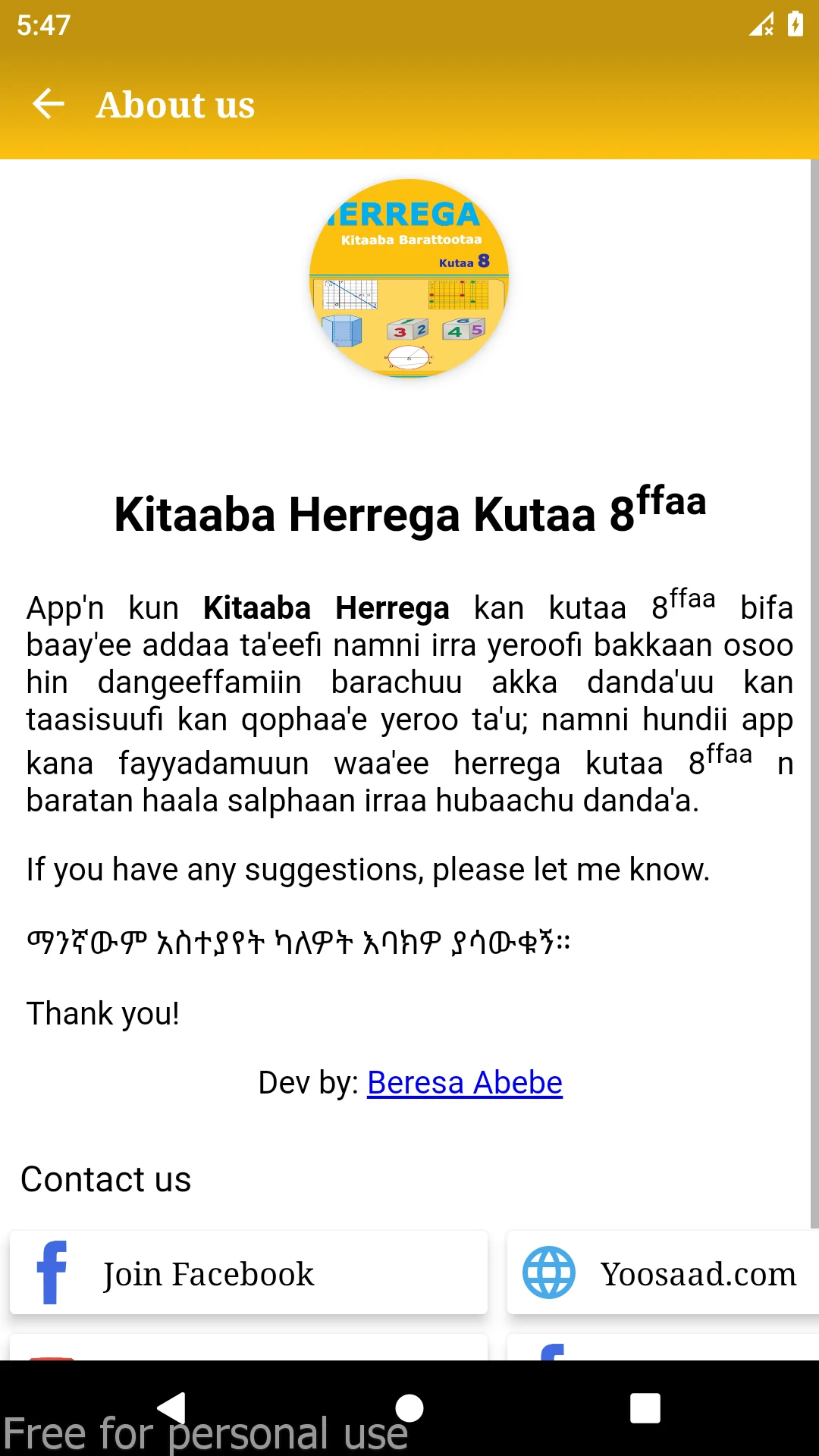 Herrega Kutaa 8ffaa - Maths screenshot